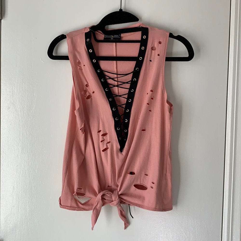 Tie up crop shirt